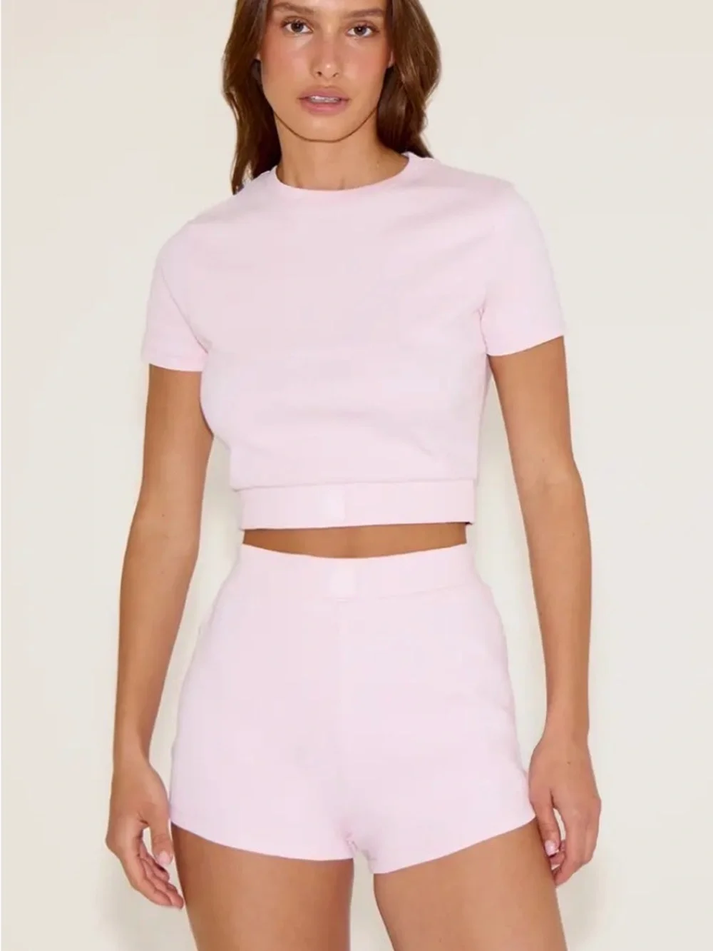 PRETTYLITTLETHING PINK SLEEP TONAL SATIN EMBLEM BOXER SHORTS